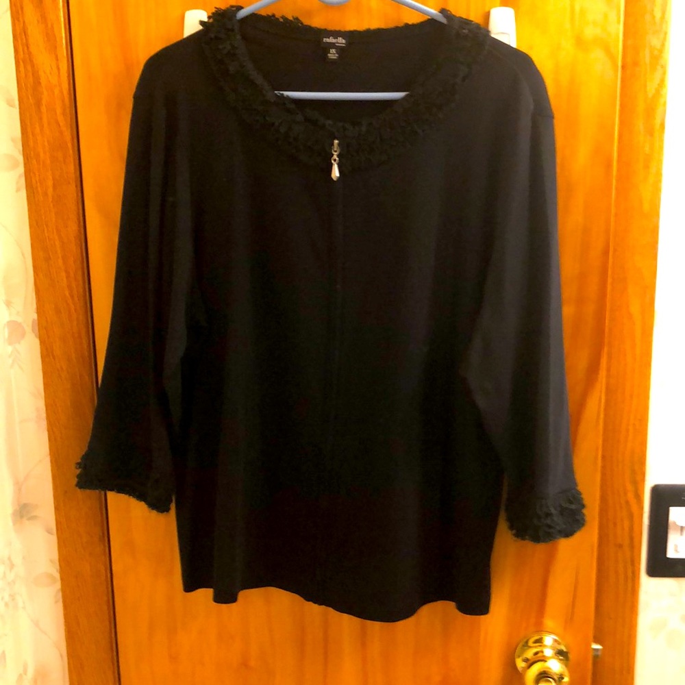Rafaella  women blk zip up sweater